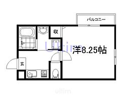 アヴニール京都墨染 1Kの間取図画像