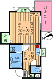 エバーガーデン 1Kの間取図画像