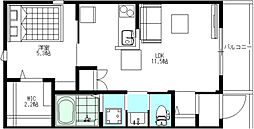 S・K blossom 1LDKの間取図画像