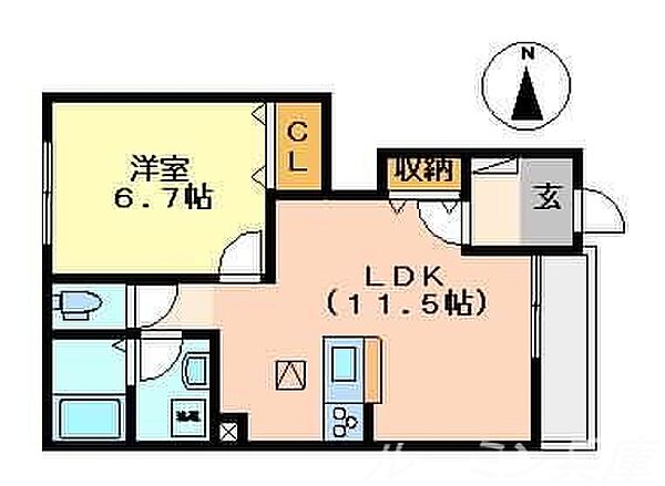 ハッピーヒル 102｜兵庫県加東市木梨(賃貸アパート1LDK・1階・44.95㎡)の写真 その2