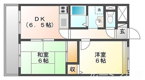 メルベーユ雅 405｜兵庫県西脇市上野(賃貸マンション2DK・4階・47.30㎡)の写真 その2
