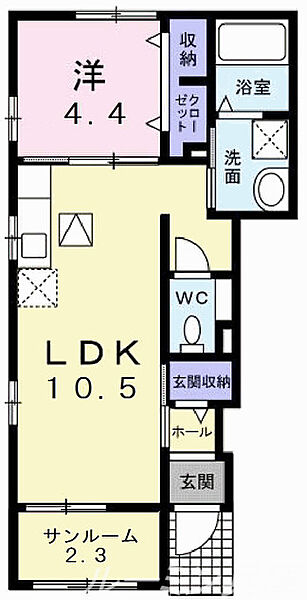 クローバー上本町 103｜兵庫県小野市上本町(賃貸アパート1LDK・1階・42.99㎡)の写真 その2