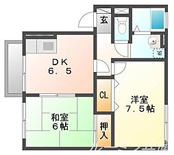 ハイツ志水 2DKの間取図画像