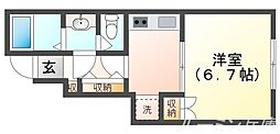 サンフォルテ三木西 1Kの間取図画像