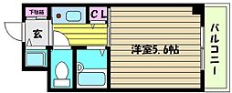 パインテール御影 1Kの間取図画像