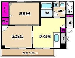 プレメール深江 2DKの間取図画像