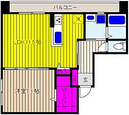 ホワイト御影石町 1LDKの間取図画像