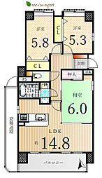 ダイアパレス楠上 3LDKの間取図画像