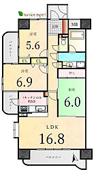 ファミール上福岡 3LDKの間取図画像