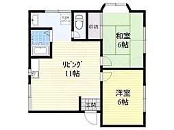 サンハイツ 2LDKの間取図画像