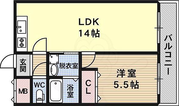 新栄プロパティー羽曳が丘 302｜大阪府羽曳野市蔵之内(賃貸マンション1LDK・3階・38.90㎡)の写真 その2