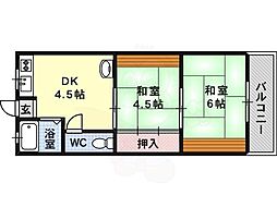 ソレイユハイツ 2DKの間取図画像