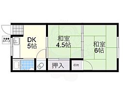 小山ハイツ 2DKの間取図画像