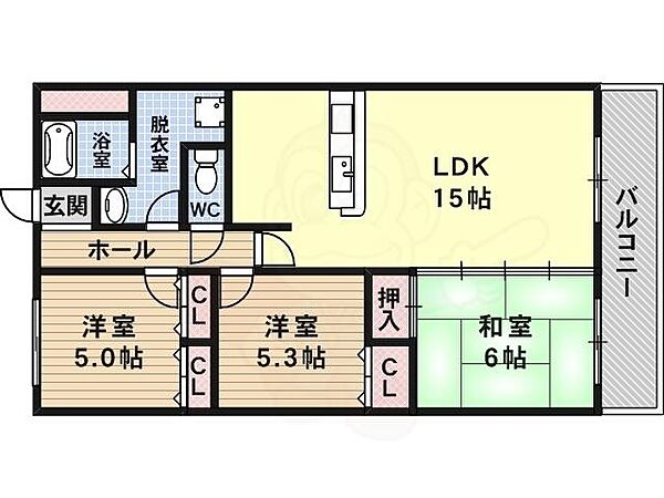 パラッツォドゥエ ｜大阪府藤井寺市大井２丁目(賃貸マンション3LDK・5階・68.25㎡)の写真 その2