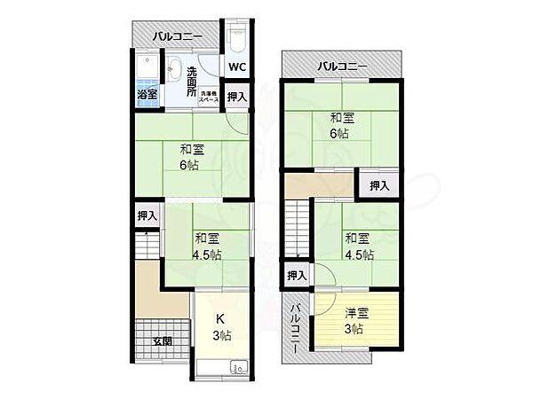 船橋町テラスハウス ｜大阪府藤井寺市船橋町(賃貸テラスハウス5K・1階・60.89㎡)の写真 その2