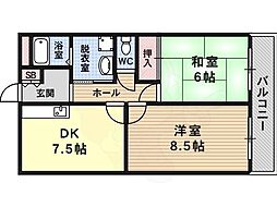 アドバンテージP2 2DKの間取図画像