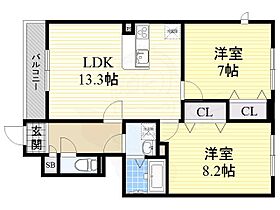 アムールB棟  ｜ 大阪府八尾市萱振町２丁目93番1号（賃貸アパート2LDK・1階・63.68㎡） その2