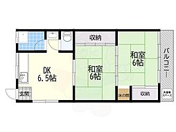 黒岡マンション 2DKの間取図画像