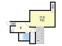 ベルメゾン一須賀-3 1Kの間取図画像