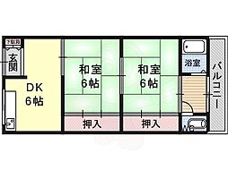 コーポ中西 2DKの間取図画像