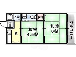 野々上ハイツ 2Kの間取図画像