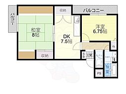 メゾンドール桑野 2DKの間取図画像