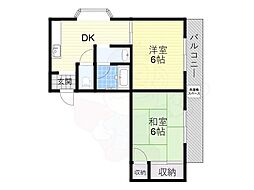 コーポイン松原 2LDKの間取図画像