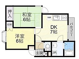 クライムハウス 2DKの間取図画像