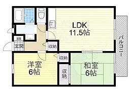 オレンジハイツA棟 2LDKの間取図画像