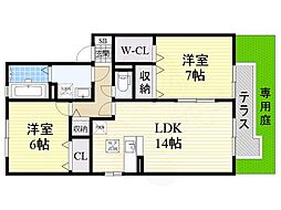 エステート光D 2LDKの間取図画像