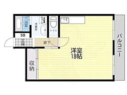 サンハイツフジイデラ ワンルームの間取図画像