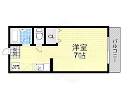 メゾン北花田 ワンルームの間取図画像