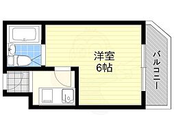 スクエア錦織 1Kの間取図画像