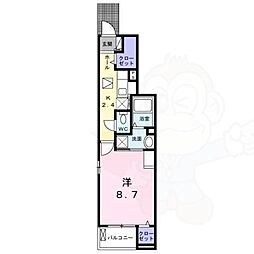 グランディール高鷲 1Kの間取図画像