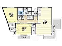 カサクレスト 2LDKの間取図画像
