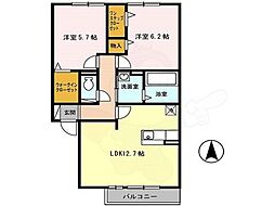 アムールエステート 2LDKの間取図画像