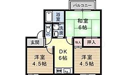 ツインヒル松幸苑2号棟 3DKの間取図画像