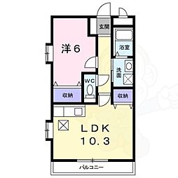 スペイシア友貴 1LDKの間取図画像