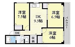 アプトシティ八尾 3DKの間取図画像