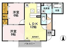 カーサ・デ・ソル 2LDKの間取図画像