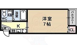 ラ・コート天美B棟 1Kの間取図画像