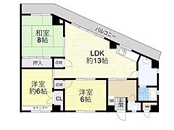 メロディーハイツ 3LDKの間取図画像