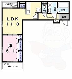 グレイス 1LDKの間取図画像