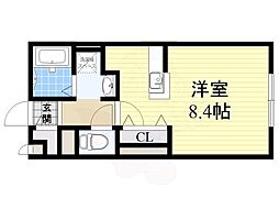 ワントゥリーヒル ワンルームの間取図画像