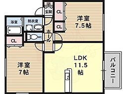 コンフォヴェールA 2LDKの間取図画像