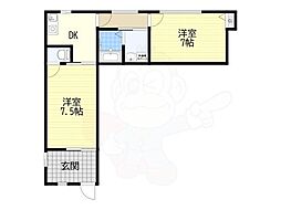 デイズスクエア 2DKの間取図画像