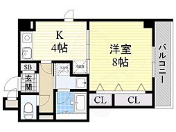 パスサイド21 1Kの間取図画像
