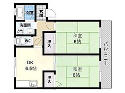 新栄プロパティーはびきの2 2DKの間取図画像