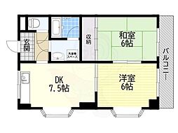 松尾マンション 2DKの間取図画像