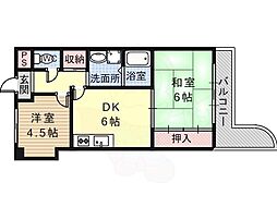 さんさん松原 2DKの間取図画像